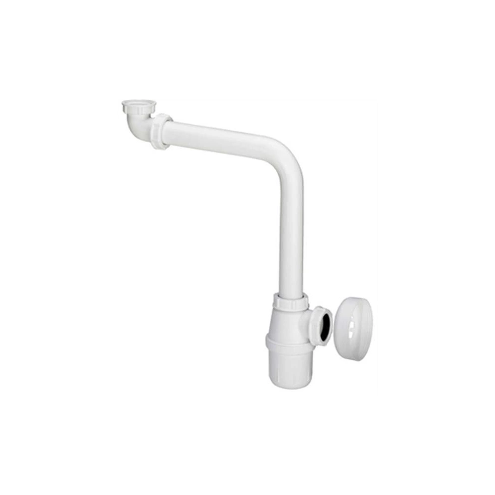 Siphon télescopique avec registre pour vasque avec filetage G1 1/4 et  finition blanc mat Tres - Habitium®